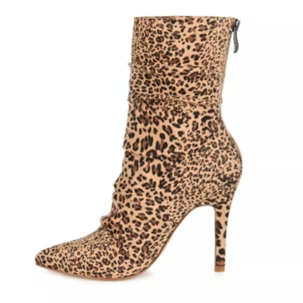 Journee Markie Bootie Leopard Print Women's Ankle Boots - Picture 3 of 7